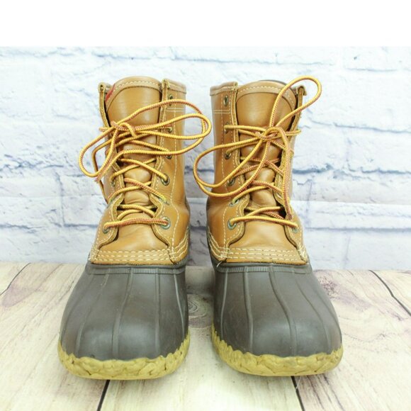 LL Bean Brown Leather 8" Gore-tex Insulated Ankle Duck Boots Size 6 Wide - Picture 4 of 10